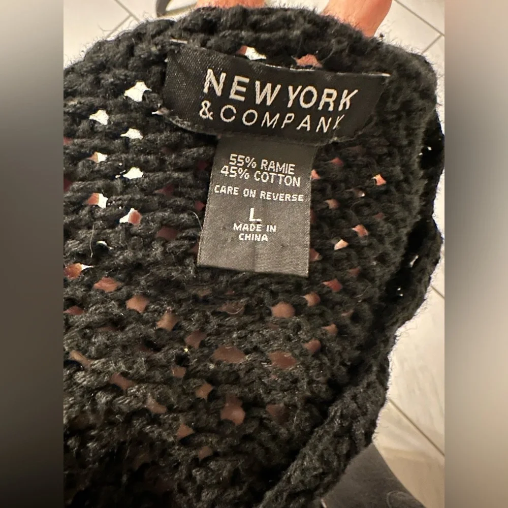 New York & Company Black Open-Knit Sweater - Picture 3 of 3